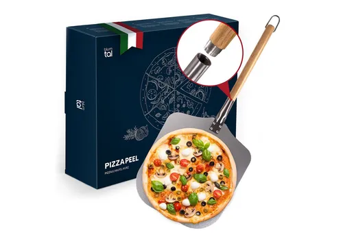 Blumtal Pizzaschieber kurz 30,5 x 30,5 cm - Praktische Pizzaschaufel aus Aluminium - Löffel, Spachtel & Pfannenwender – Ideal für Hobbybäcker, mit großem Flächenangebot für sicheres Entnehmen von Pizza und Brot aus dem Ofen.