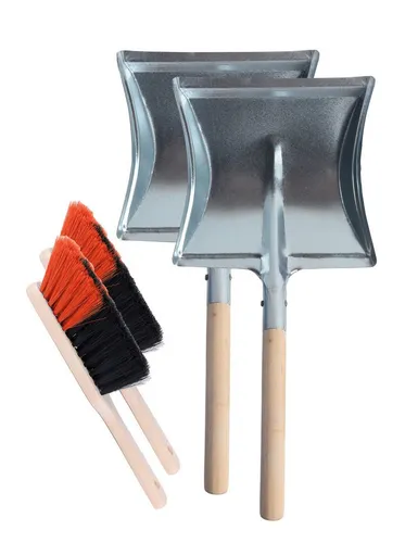 Garronda Reinigungsbürsten-Set Kehrschaufel Metall mit Holzgriff Set mit Handbesen GD-0010, (Kehrschaufel Metall/Holz und Handfeger Set, 2-tlg)