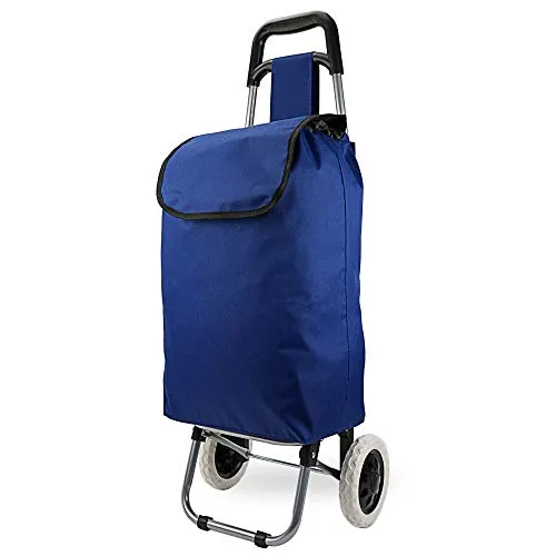 Cepewa Großer Einkaufstrolley 45 L mit robusten Rollen und Klappgestell (blau)