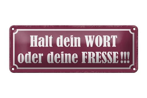 Femer GmbH Metallschild Spruch 27x10cm halt dein Wort oder Fresse, (1 St), gewölbte Oberfläche, abgerundete Ecken, umgeschlagene Kanten