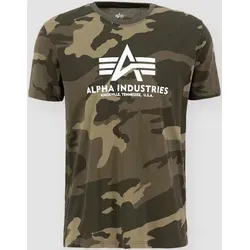 Herren T-Shirt ALPHA INDUSTRIES - Basic T-Shirt BL Camo - Stylisches Herren T-Shirt in olive camo mit großem Logo, aus 100% Baumwolle für optimalen Tragekomfort. Perfekt für den lässigen Lifestyle.