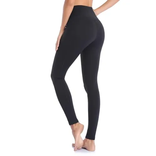 Ollrynns Sport Leggings Damen High Waist Leggins mit Taschen Bauchweg Blickdicht Fitness Gym Leggings Lange Yogahose Sporthose CA166((Schwarz L)