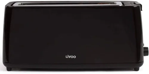 Livoo DOD168N Langschlitz-Toaster Schwarz 900 Watt - Toaster mit Krümelschublade, 7 Stufen für perfektes Toasten, ideal für vielseitige Frühstücksoptionen.