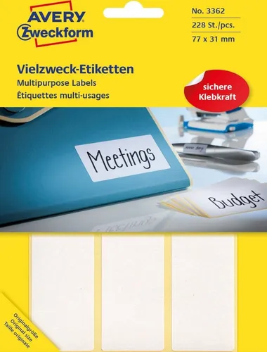 Avery Zweckform Etiketten Universal-Etiketten 77x31 mm 28 Blatt/224 Etiketten weiß