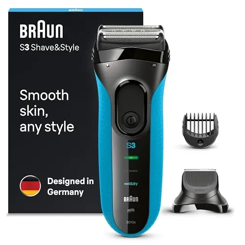 Braun Elektrorasierer Series 3 Shave&Style 3010BT - Elektrischer Rasierer mit Wet&Dry-Funktion und 30 Minuten Akkulaufzeit, ideal für eine gründliche und flexible Rasur. Mit MicroComb Technologie für eine sanfte Anwendung.