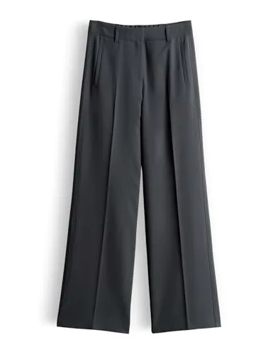 someday Damen Wide Leg Pants | Catsby Delight Wide Leg Pants aus fließender Piquéware Silver Moon, 42