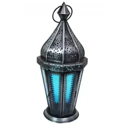 Orientalische indische Laterne Tischlaterne Ajda - blau 29cm