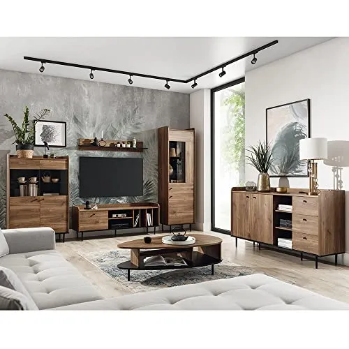 Lomadox Wohnzimmer-Set VAREDO-132 – Mega-Spar-Set, 6-tlg. im Vintage Design - Elegantes 6-teiliges Wohnzimmer-Set VAREDO-132 mit Couchtisch und Sideboard in Eiche Nb. Das angesagte Vintage Design kombiniert moderne Funktionalität mit viel Stauraum für ein stilvolles Zuhause.