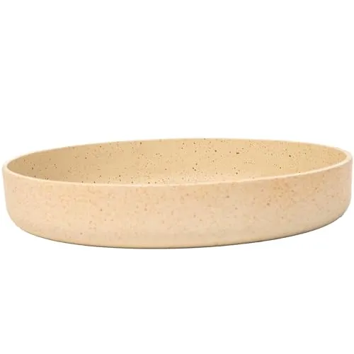 VIVANNO Pflanzschale rund flach 30 cm Creme - Wetterfestes Fiberglas für Indoor & Outdoor - Moderne Pflanzschale mit elegantem mediterranen Design; wetterfestes Fiberglas sorgt für Langlebigkeit und Formstabilität. Ideal für kreative Pflanzenarrangements auf Balkon, Terrasse oder im Wohnraum.