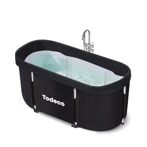 Todeco Faltbare Badewanne für Erwachsene – Tragbare Mobile Badewanne mit Metallrahmen 120x55x50cm