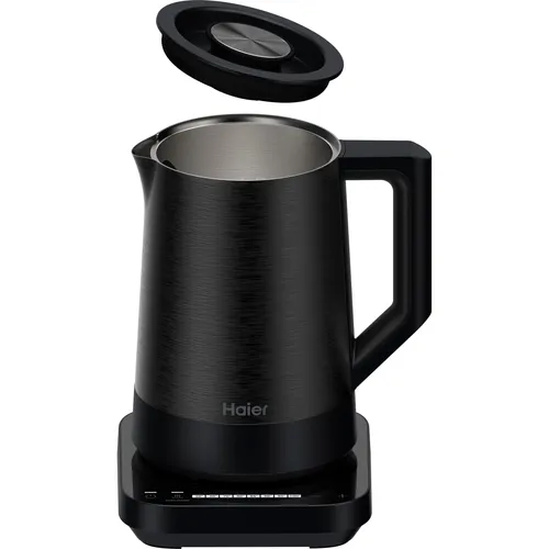 Haier Edelstahl Wasserkocher mit Temperatureinstellung - 1,7L - Wasserkocher mit 7 Temperaturstufen und Warmhaltefunktion, ideal für Tees und Kaffee. Energiesparend durch 0,25L Einzeltassenfunktion, schnelle Reinigung und intuitive Touch-Bedienung.