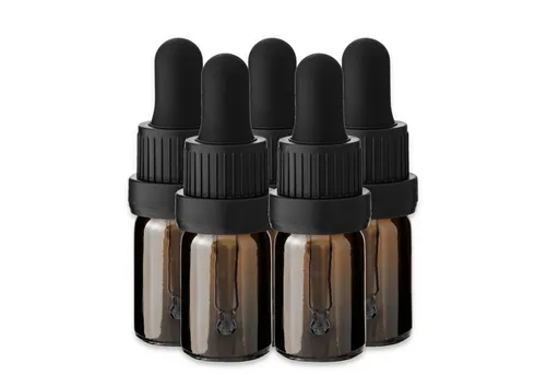 CK Verpackung GmbH Pipettenflasche 5x Glasflasche braun 5 ml mit schwarzer Tropfpipette Nachfüllbar leer