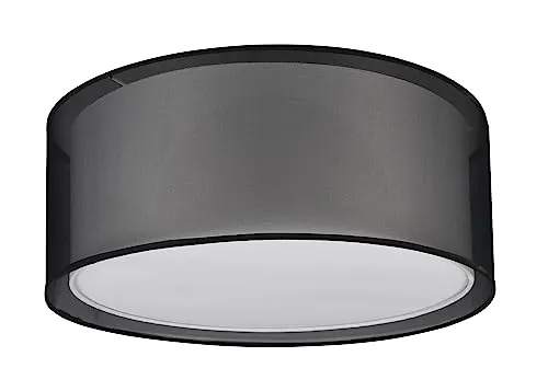 Trio Leuchten Deckenleuchte Burton 611400332, Metall Schwarz matt, Schirm Stoff weiß, exkl. 3x E27