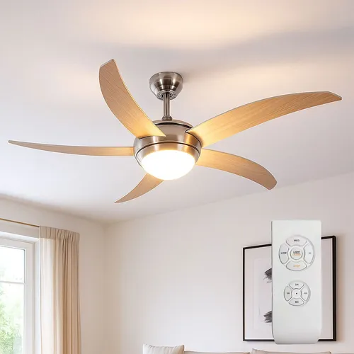 LED Deckenventilator mit Fernbedienung, 132 cm, 3 Stufen, Timer