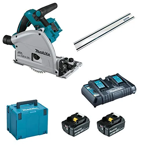 Makita DSP600 PT2J1 Akku Tauchsäge mit 2 x 5,0 Ah und Doppellader