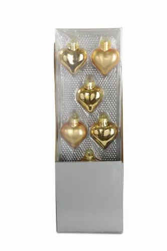 RIFFELMACHER & WEINBERGER Weihnachtsbaumkugel Christbaumschmuck Herzen, 8er Set Gold Matt & Gla