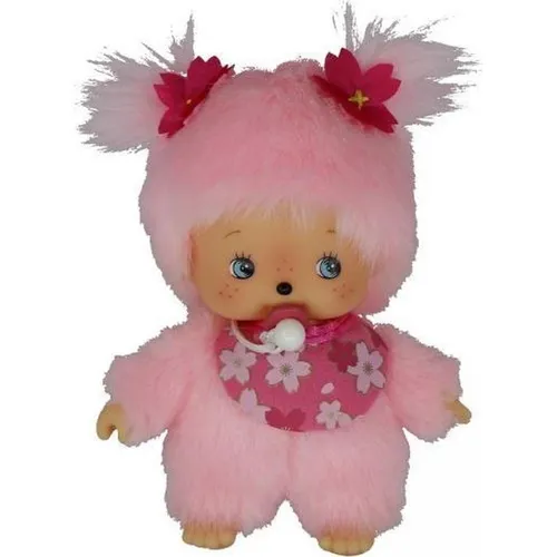 Sekiguchi Bebichhichi Kirschblüte Blossom Girl 16 cm - Süßes rosa Plüschäffchen mit Nuckel, ideal für Sammler und Kinder ab 3 Jahren