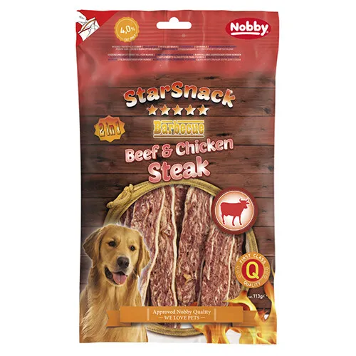 Nobby Starsnack Barbecue Beef & Chicken Steak 113 g, UVP 4,99 EUR, NEU