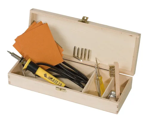 PEBARO 0285 Brandmal-Set - Komplettes Brandmalerei-Set in praktischer Holzbox, ideal für kreative Projekte auf Holz, Leder und mehr!