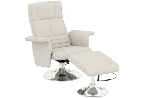 HOMCOM Relaxsessel mit Fußhocker - Massagesessel für ultimativen Komfort - Relaxsessel & -liegen mit 8 vibrierenden Massagepunkten und 5 Funktionsmodi für perfekte Entspannung. Modernes Design in Leinenoptik, elektrisch verstellbar und inklusive Fernbedienung.