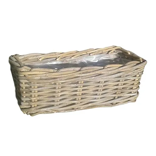 Terracotta-Pflanzkorb 50 x 16 cm - Weide graubeige - Garten-Zubehör: Handgearbeiteter Pflanzkorb aus Weide, robust und stabil, ideal für Blumenarrangements im Landhausstil.