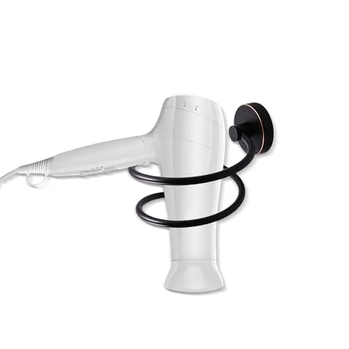 OlBuWa Haartrocknerhalter/Fönhalter 304 Edelstahl Chrom,Badzubehör (Schwarz)