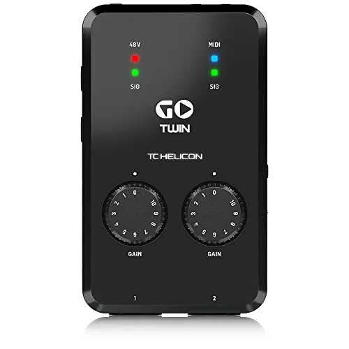 TC Helicon GO TWIN - Mobiles Audio-Interface für Gamer und Kreative, ermöglicht hochwertige 24-Bit 48kHz Aufnahmen überall. Ideal für Musiker und Podcaster mit doppelter Aufnahmefähigkeit.