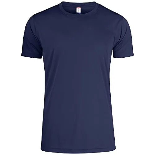 CLIQUE - Herren T-Shirt Rundhalsausschnitt Basic Active-T, Mikrofaser, Schweißband, Seitennähte, Slim-Fit Passform, blau, XXL