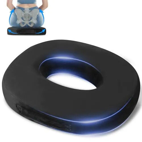 Orthopädisches Sitzkissen Rund, Steißbeinkissen aus Memory Schaum, Donut Kissen,Ergonomisches Steißbeinkissen für Rollstühle,Memory Foam Steißbeinkissen,Fördert Durchblutung und Entlastet das Steißbei