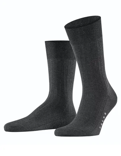 Falke Tagessocke Crew Milano (elegante Rippstruktur, Baumwolle) anthrazit/grau Herren - 1 Paar, Größe: 41-42