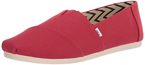 TOMS Herren Alpargata Flache Slipper aus recycelter Baumwolle, ROT, 39 EU - Espadrilles für Herren mit Heritage-Canvas-Obermaterial aus ökologischer Jute, elastischem Zwickel für einfaches Anziehen und hohem Tragekomfort.