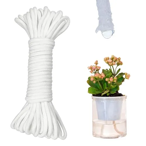 ORIMERC 30 Fuß 5mm selbstbewässernde Kapillare Dochtwirkung Hydroponik Docht Schnur Urlaub Pflanzensitter DIY selbstbewässernde Pflanzgefäß automatische Wassersystem Gerät Topf Tränkseil