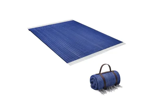 KINGCAMP Camping Decke Merida - Wasserdicht und stilvoll - Camping-Zubehör für Strand, Park und Camping. Die Merida Decke kombiniert Retro-Wolldecken-Feeling mit einem robusten Ledertragegriff.