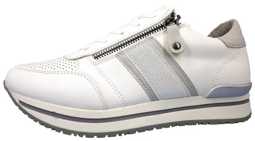 Jane Klain Damen Sneaker weiß - Trendiger Urban-Look - Sneaker in Weiß mit Reißverschluss und Schnürung, ideal für Casualmode und Streetwear. Flexibles Kunstleder und silberne Akzente machen diesen Schuh zum Must-Have für deinen Sommerstyle.