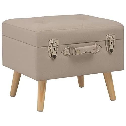 vidaXL Hocker mit Stauraum - Beige Polsterhocker - Sitzbänke & -truhen mit zusätzlichem Stauraum und elegantem Design. Ideal für jedes Zuhause, komfortabel gepolstert und stabil durch Massivholzbeine.