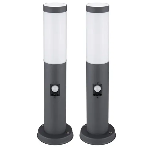Elegante Außenstehlampe mit Bewegungsmelder - 2er Set Edelstahl Wegeleuchte - Lampen für den Außenbereich mit IP44 Schutzart, ausgestattet mit Bewegungsmelder für automatische Beleuchtung. Stilvolles Design aus Edelstahl, ideal für Garten und Wege.