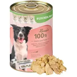 Lecker.Pet® Luna's 100 % Huhn und Pute Hundefutter - Nassfutter für Hunde mit 100% natürlichem Hühner- und Putenfleisch, getreidefrei und reich an essentiellen Nährstoffen für ein gesundes Fell und optimale Vitalität.