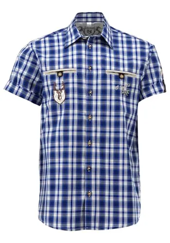 OS Trachten Regular Fit Hemd Mizir, Größe 43/44, dunkelblau von OS Trachten