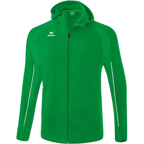 Erima Trainingsjacke Liga Star mit Kapuze - Strapazierfähig und Elastisch für Jungen - Badmintonbekleidung Jungen, aus strapazierfähigem Polyester für optimale Bewegungsfreiheit und mit praktischen Reißverschlusstaschen.