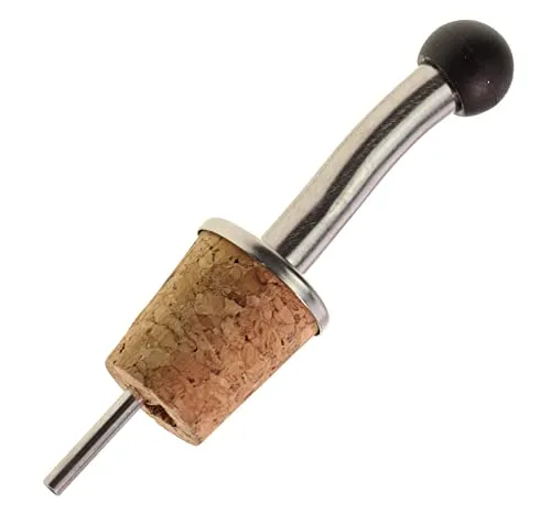 Fackelmann Flaschenaußgießer, Schnapsdosierer mit Kappe, Essig- und Öl-Spender aus Edelstahl/Kork (Farbe: Silber/Braun/Schwarz), Menge: 1 Stück, 10 x 2,5 x 2 cm