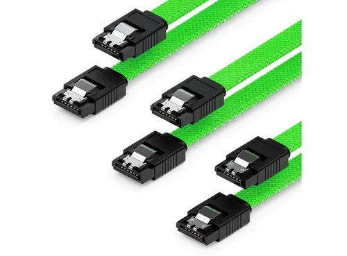 deleyCON deleyCON 3x 50cm SATA 3 Nylon Kabel HDD SSD 6Gbit/s 2 Stecker Gerade Computer-Kabel