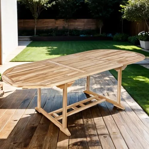SAM Gartentisch Aruba, Teakholz massiv, Ausziehtisch 180-240 x 100 cm, mit Schirmloch & Einlegeplatte, Holztisch für Garten, Wintergarten oder Terrasse, pflegeleichtes Unikat aus Massivholz
