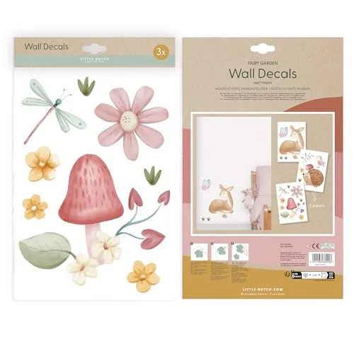 Little Dutch Wandsticker Set Fairy Garden A4 (3x St.) | 30 x 21 - Selbstklebendes Wandtattoo Set im eleganten Design, perfekt zur Verschönerung jedes Raumes. Top-Qualität von einer Premium Marke. Inhalt: 3x A4 (29,7x21cm).
