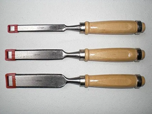 Holzmeißel SET 3 Teilig, Holzbeitel, Stecheisen Meissel Stechbeitel Stemmeisen