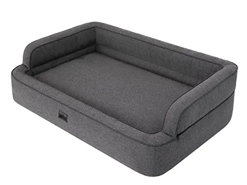 DOGGY Hundebett XXL - Abnehmbarer Bezug & Hoher Komfort - Hundebett in Graphit, XXL (117x79 cm) mit abnehmbarem Bezug für einfache Reinigung. Höhere Seiten bieten zusätzlichen Komfort und verhindern Schmutz in der Wohnung. OEKO-TEX-zertifiziert für sichere Materialien.