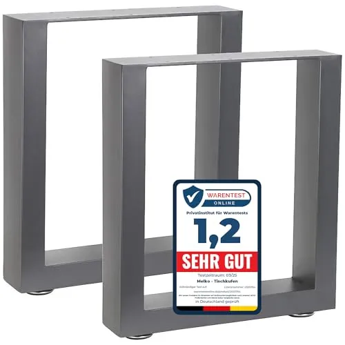 Melko Tischgestell 2er Set aus Stahl, Grau, 40 x 43 cm - Stabil und vielseitig einsetzbar - Möbelfüße aus robustem Stahl, ideal für DIY-Projekte. Modernes Design passt perfekt zu verschiedenen Tischplatten und sorgt für Stabilität in jedem Raum.