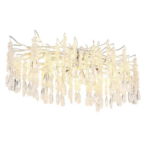 Moderne Deckenleuchte mit Glaskristallen - 100 cm - Elegante Deckenlampe in Silber für jedes Zimmer. Stilvolle Beleuchtung mit zeitgemäßem Design, ideal für Wohnzimmer, Esszimmer und mehr.
