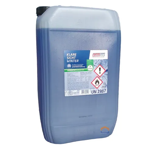 EuroLub Scheibenfrostschutz + Winterhandschuhe -60°C, 25L - Scheibenfrostschutz-Konzentrat für klare Sicht bis -60°C, ideal für sicheres Fahren im Winter, inklusive praktischen Winterhandschuhen.