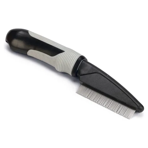 Beeztees Flohkamm schwarz/grau 21cm für Hunde & Katzen, Griff aus Plastik