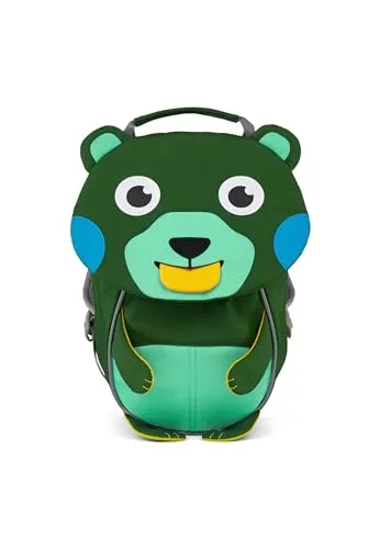 Affenzahn Kinderrucksack Kleiner Freund Kreativ-Bär 4L - Grün für 1-3 Jahre - Schulranzen für Kindergartenkinder, personalisierbar mit Ziehzunge, sicher dank Reflektoren und angenehm zu tragen durch gepolsterte Träger.